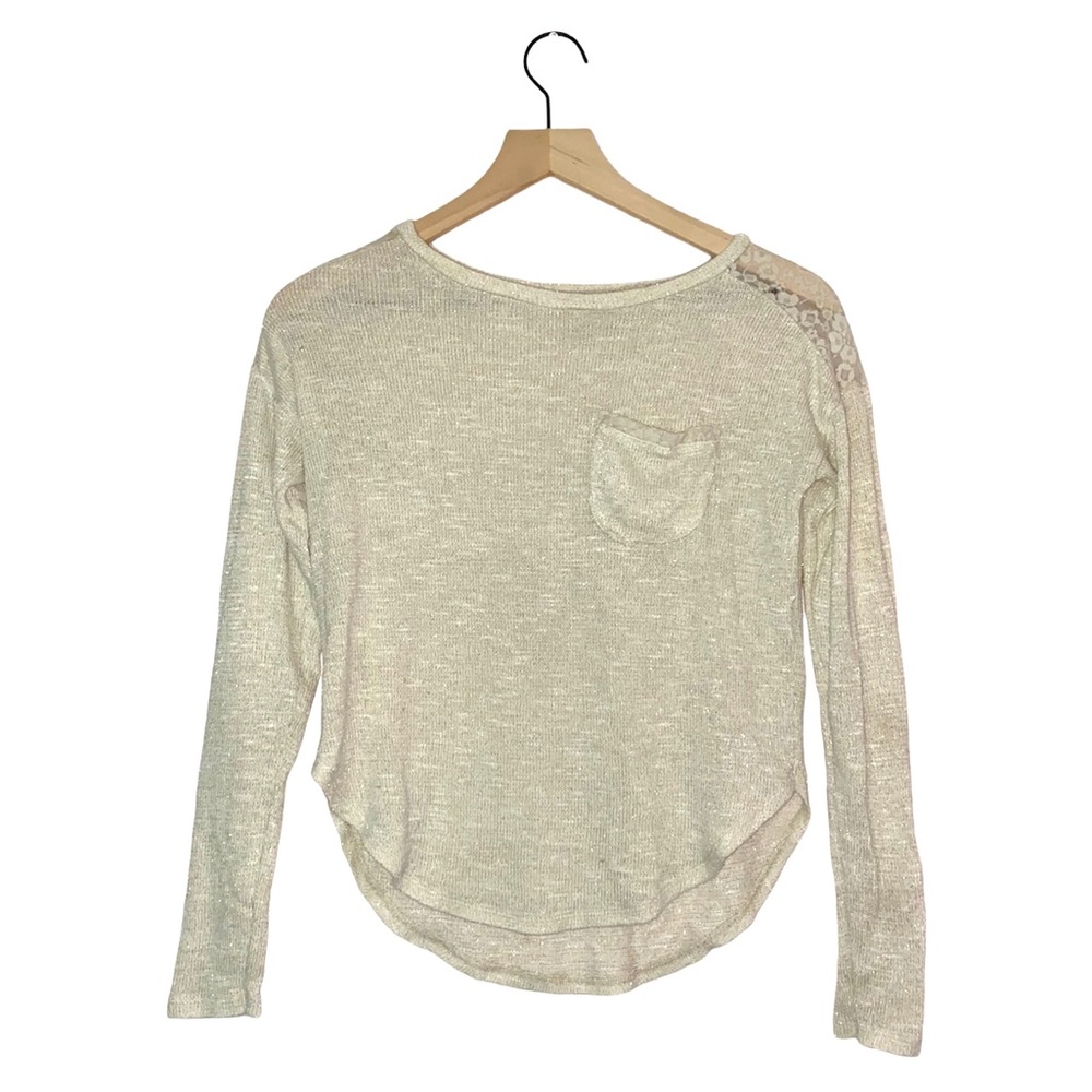 Cream colored Abercrombie Lace Shoulder Girls Sweater
